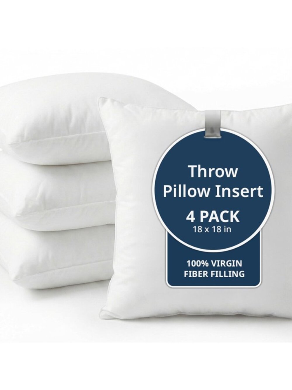 4 Pack 18x18 White Throw Pillow Inserts for Decorative Pillow Covers, Couch